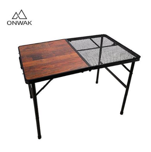 Folding Aluminum Table with Replaceable MDF and Steel Mesh Desktop